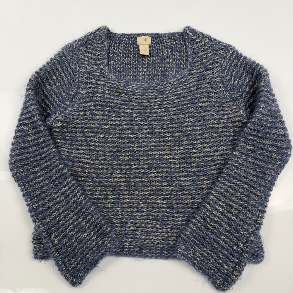 J. Jill Blue Marled Scoop Neck Sweater